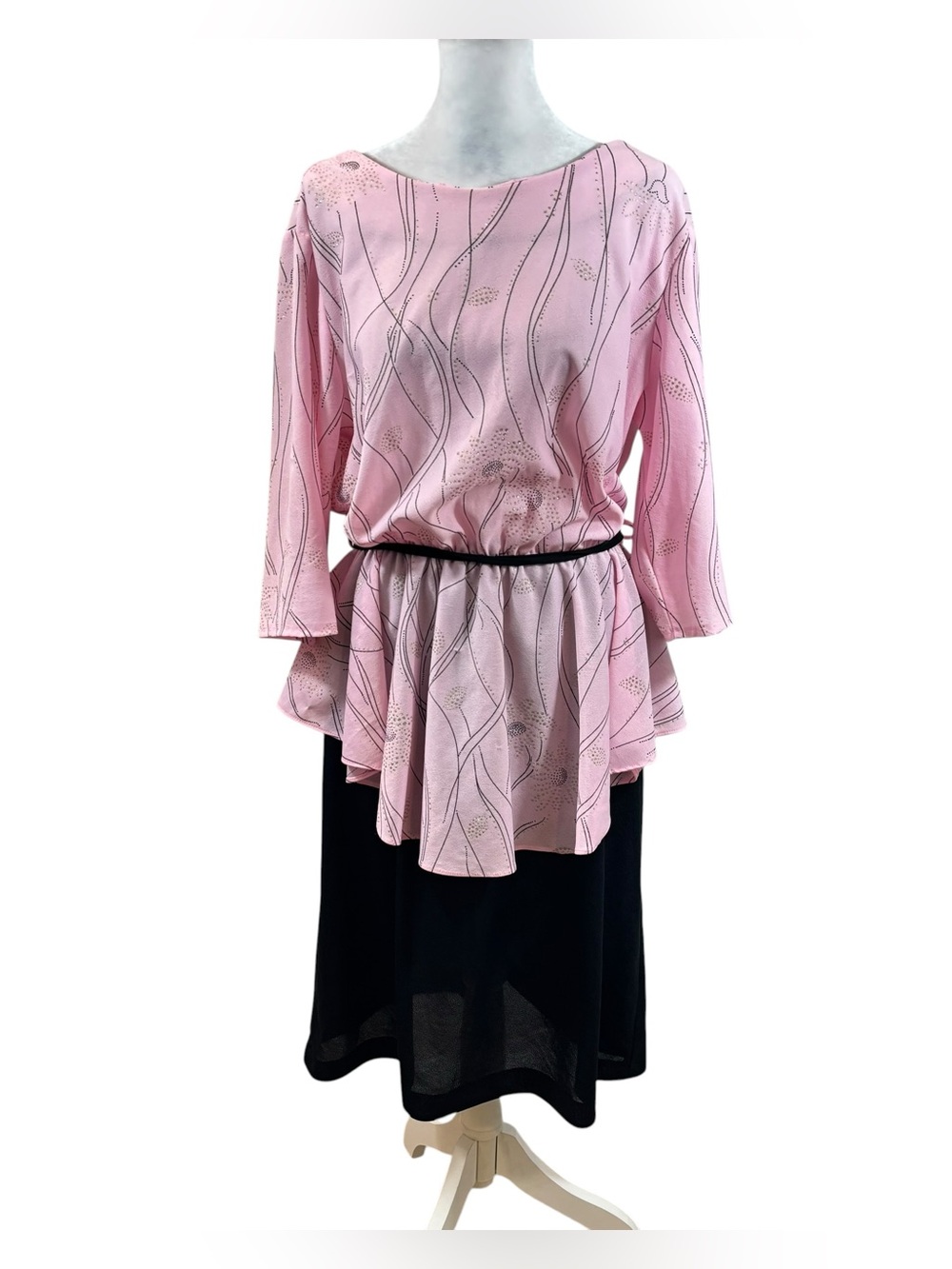 Ladies‎ Vintage KR of NY Pink and Black Peplum Dress Size 18